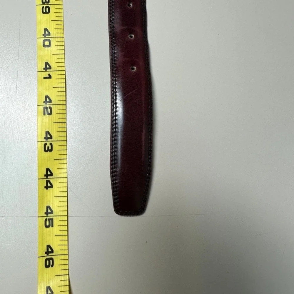 Geoffrey Beene Mens Burgundy Bonded Leather Belt Gold Buckle Size 38/95
